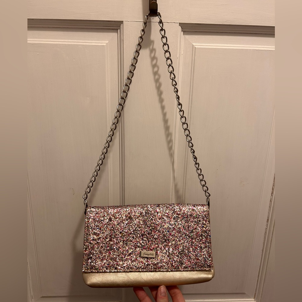 Grace Adele sparkle clutch with removable chain strap!
